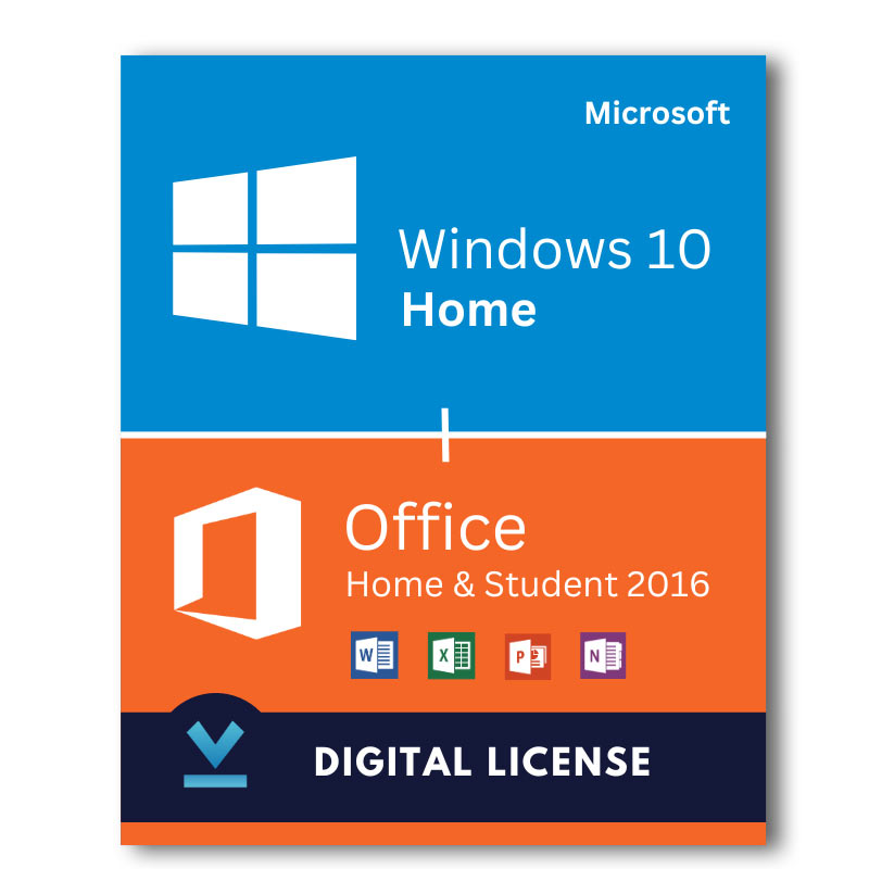 Windows 10 Home + Microsoft Office 2016 Home and Student Bundle