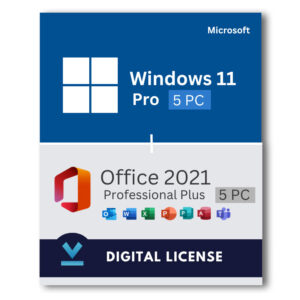 Windows 11 Pro 5 PC + Office 2021 Professional Plus 5 PC Bundle